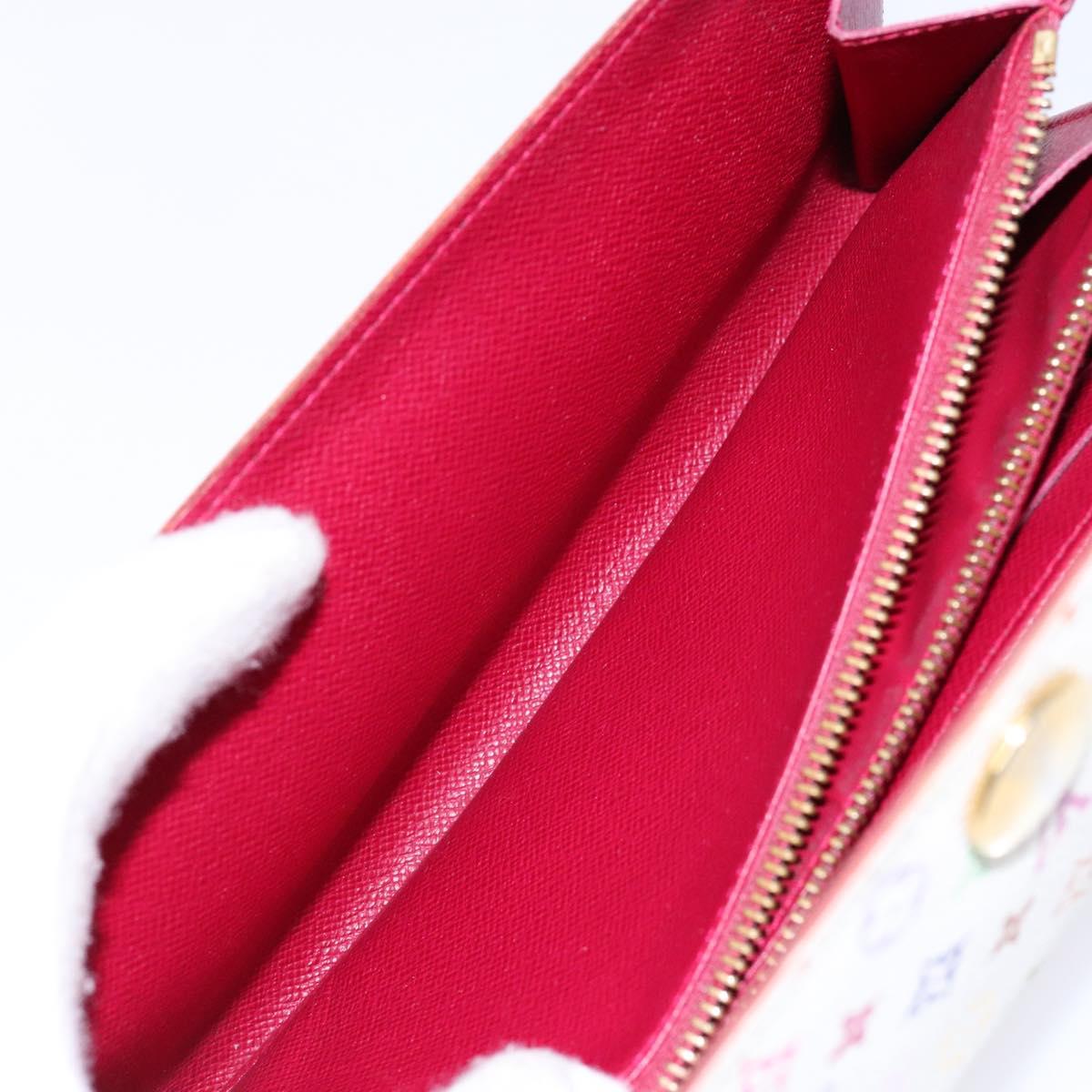 LOUIS VUITTON Multicolor Portefeuille Sarah Wallet White M93532 LV Auth BA5191