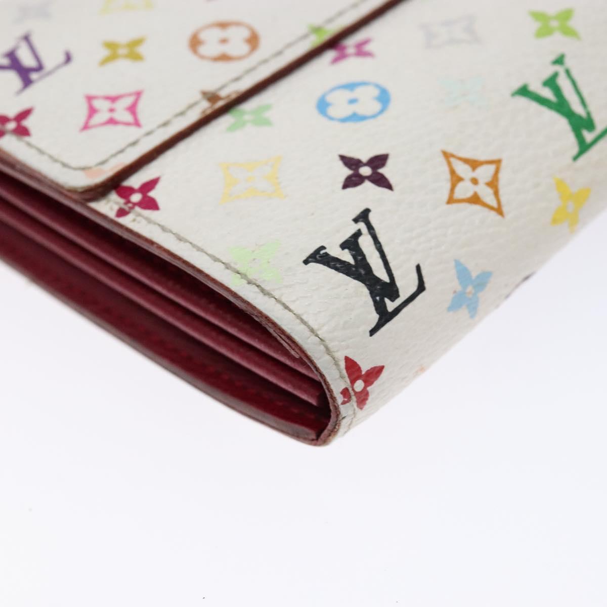 LOUIS VUITTON Multicolor Portefeuille Sarah Wallet White M93532 LV Auth BA5191