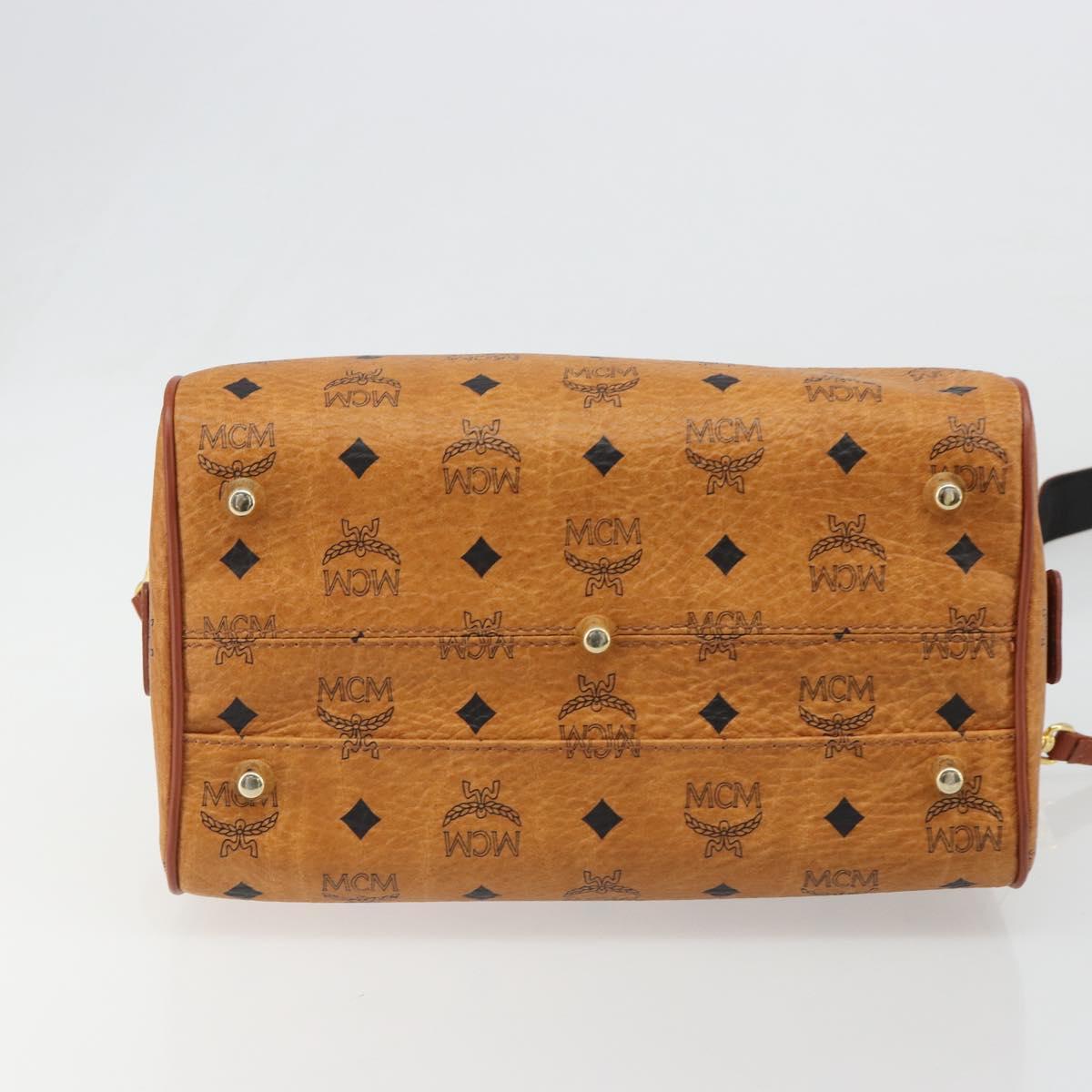 MCM Vicetos Logogram Hand Bag PVC 2way Brown Gold Auth BA5195