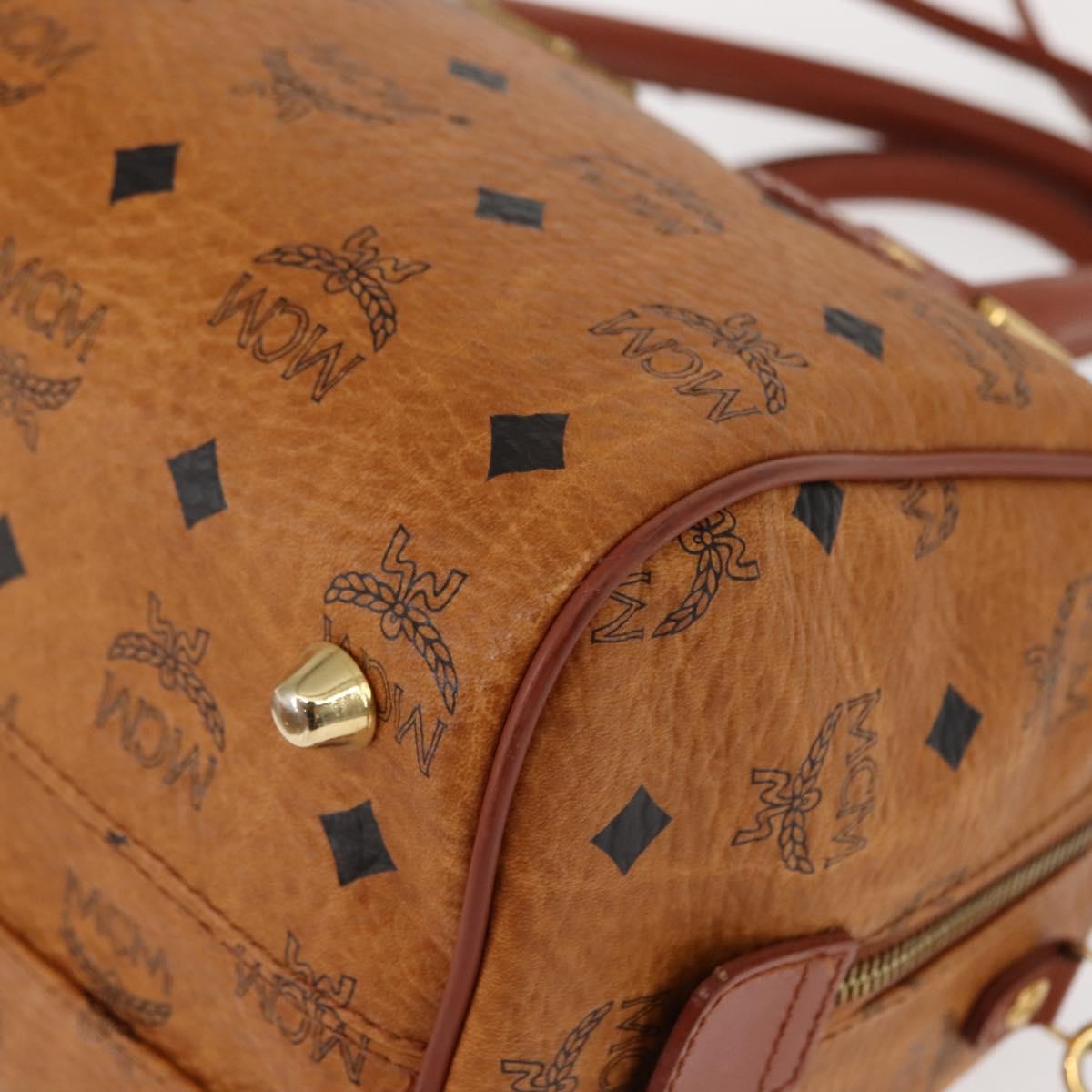 MCM Vicetos Logogram Hand Bag PVC 2way Brown Gold Auth BA5195