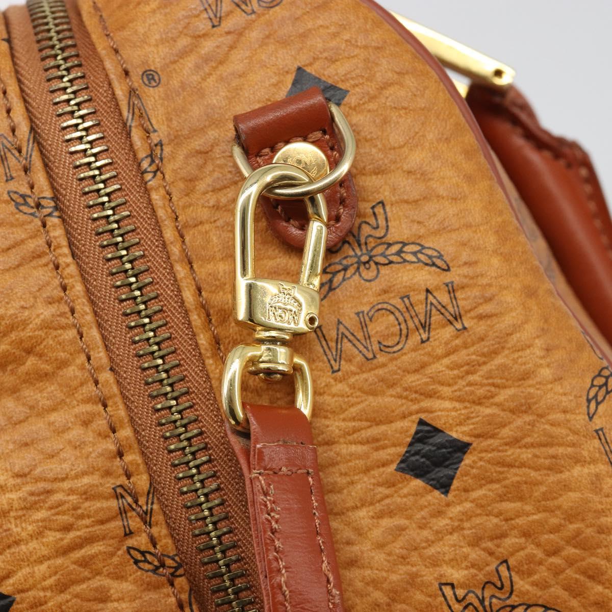MCM Vicetos Logogram Hand Bag PVC 2way Brown Gold Auth BA5195