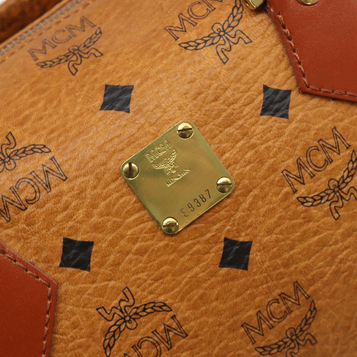 MCM Vicetos Logogram Hand Bag PVC 2way Brown Gold Auth BA5195