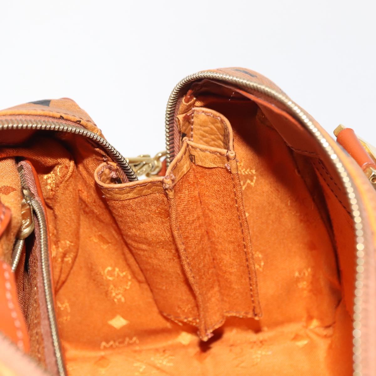 MCM Vicetos Logogram Hand Bag PVC 2way Brown Gold Auth BA5195