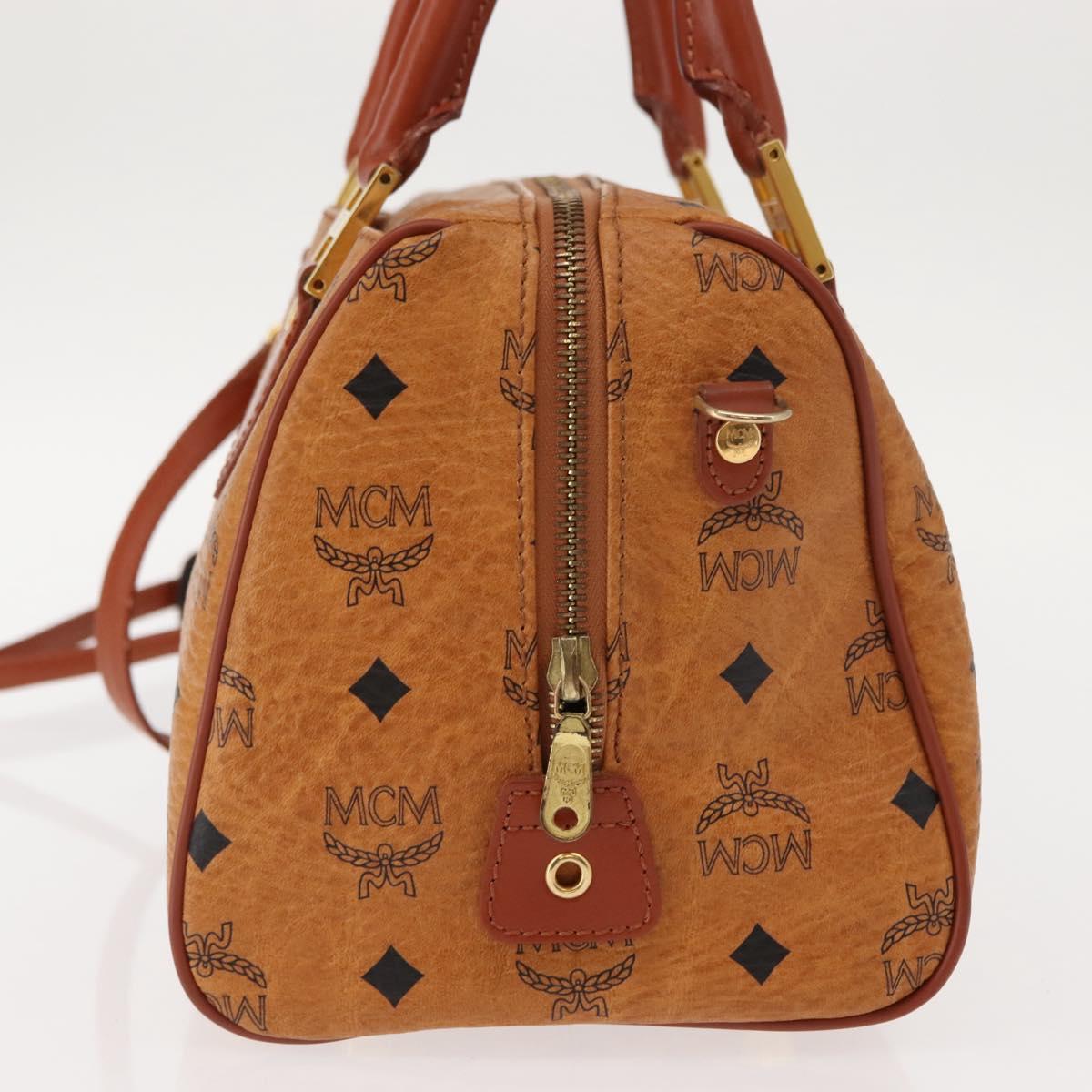MCM Vicetos Logogram Hand Bag PVC 2way Brown Gold Auth BA5195