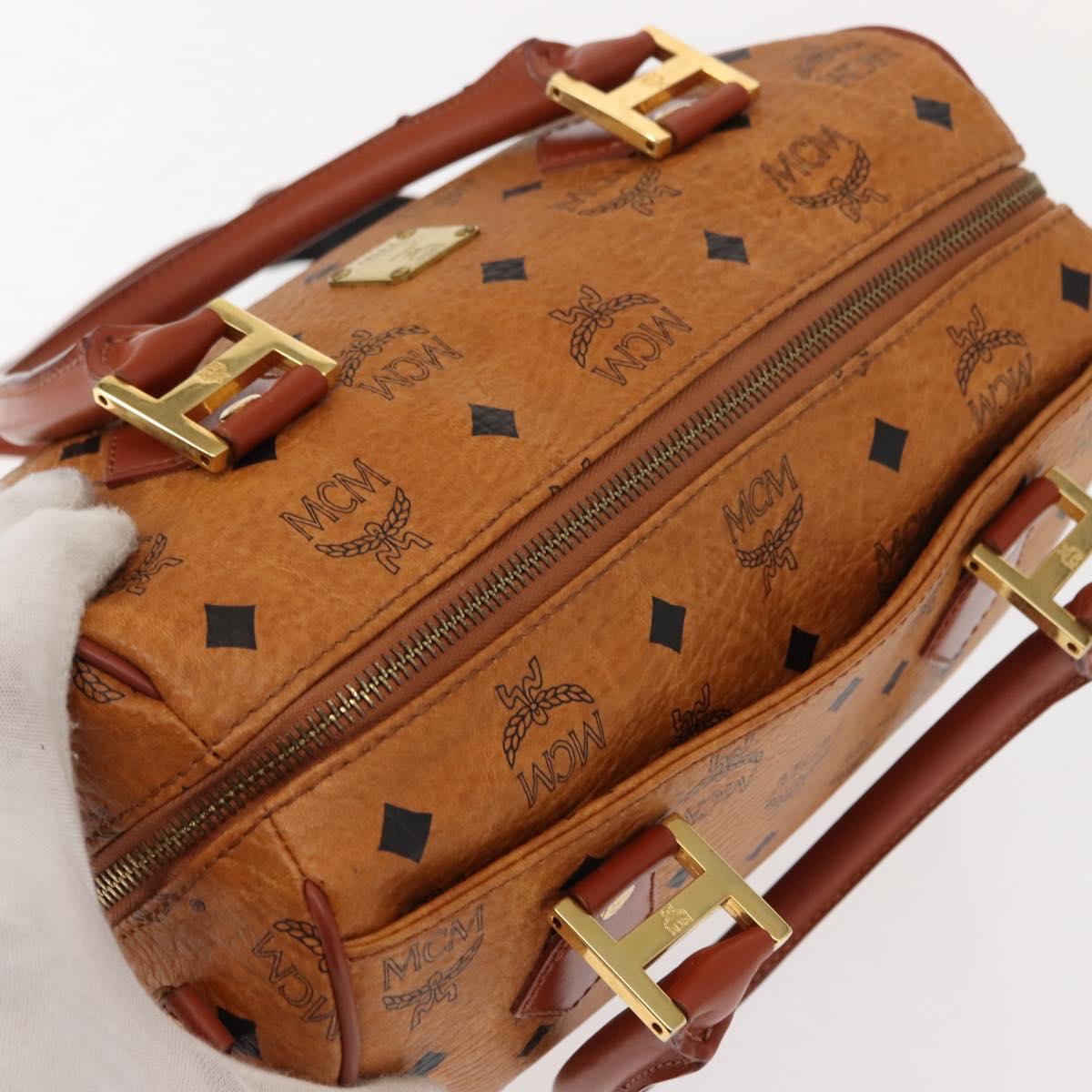 MCM Vicetos Logogram Hand Bag PVC 2way Brown Gold Auth BA5195