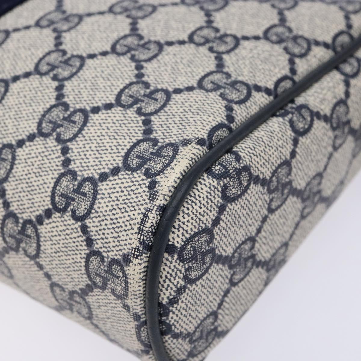GUCCI GG Supreme Sherry Line Clutch Bag PVC Navy Gold 56 01 012 Auth BA5206