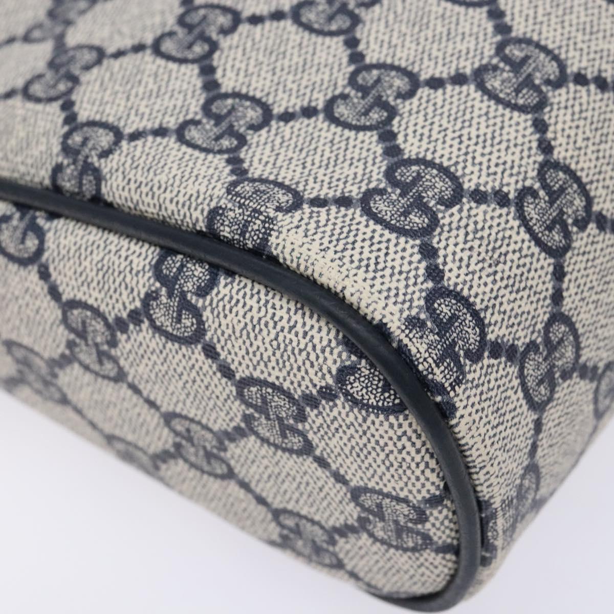 GUCCI GG Supreme Sherry Line Clutch Bag PVC Navy Gold 56 01 012 Auth BA5206