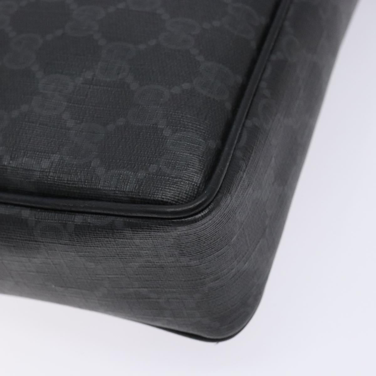 GUCCI GG Supreme Clutch Bag PVC Black Gold 156 01 053 Auth BA5207