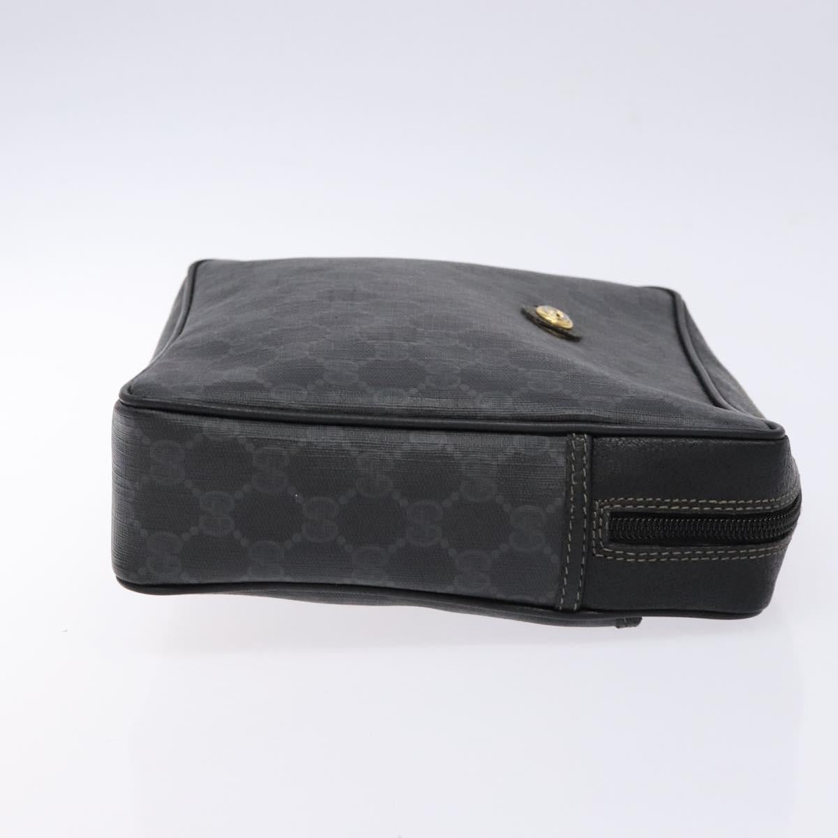 GUCCI GG Supreme Clutch Bag PVC Black Gold 156 01 053 Auth BA5207