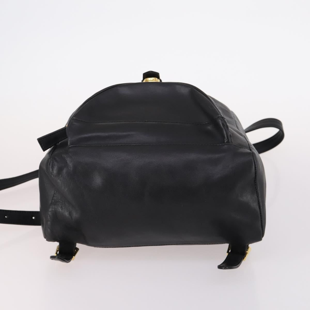 Gianni Versace Backpack Leather Black Gold Auth BA5214