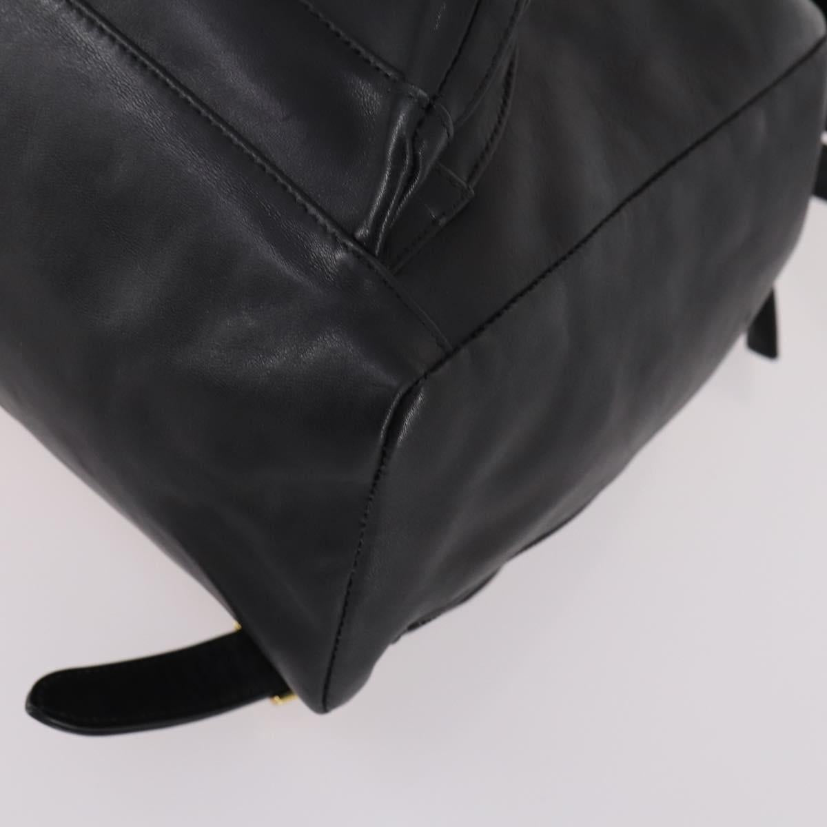 Gianni Versace Backpack Leather Black Gold Auth BA5214