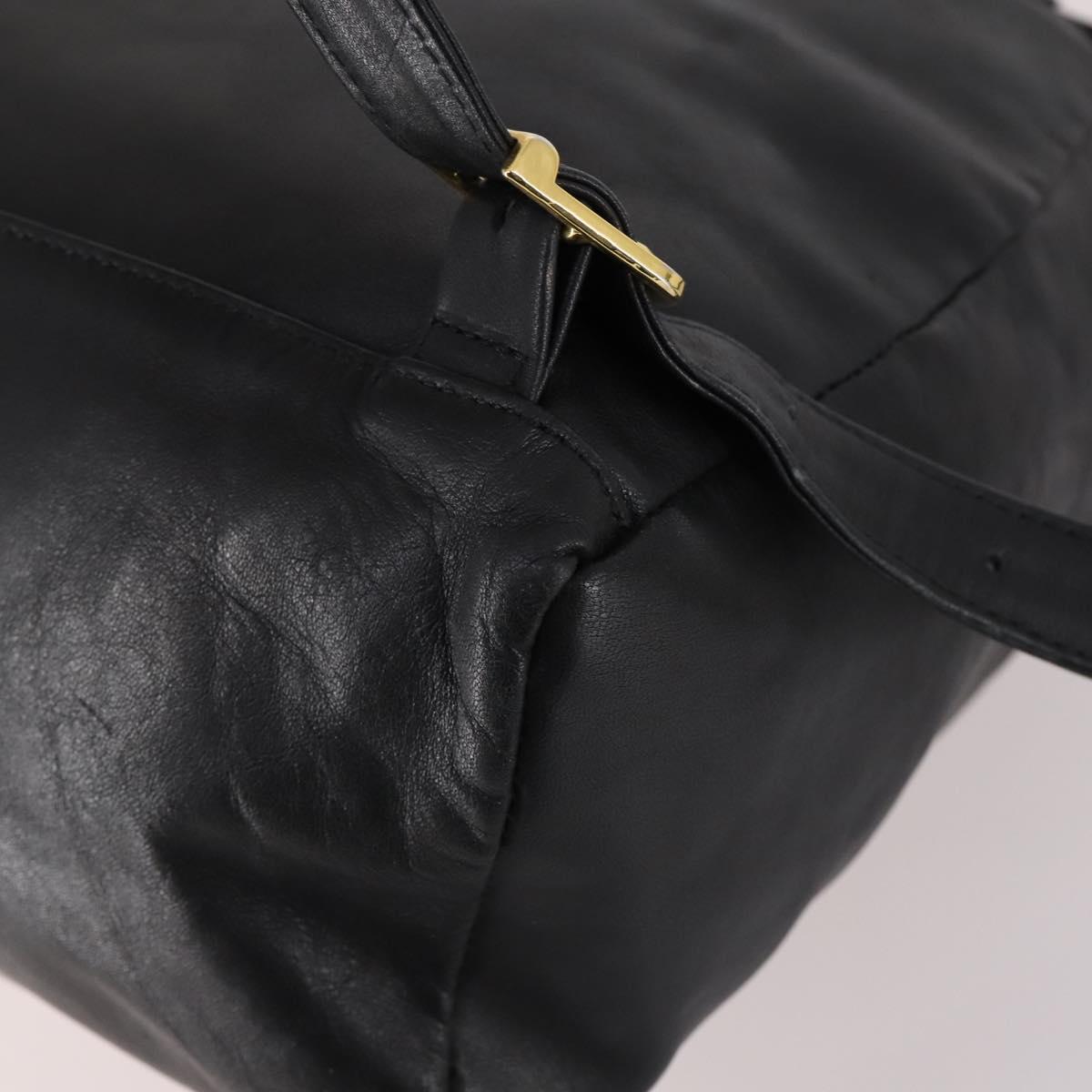 Gianni Versace Backpack Leather Black Gold Auth BA5214