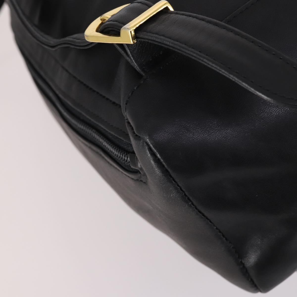 Gianni Versace Backpack Leather Black Gold Auth BA5214