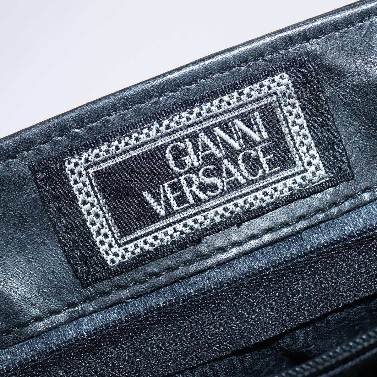 Gianni Versace Backpack Leather Black Gold Auth BA5214