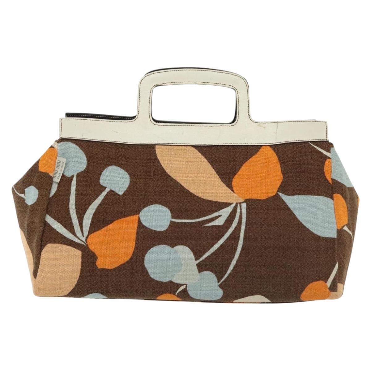 Miu Miu Hand Bag Canvas Brown Auth BA5216