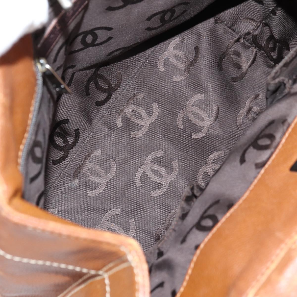CHANEL Hand Bag Caviar Skin 2way Brown Silver CC Auth BA5221