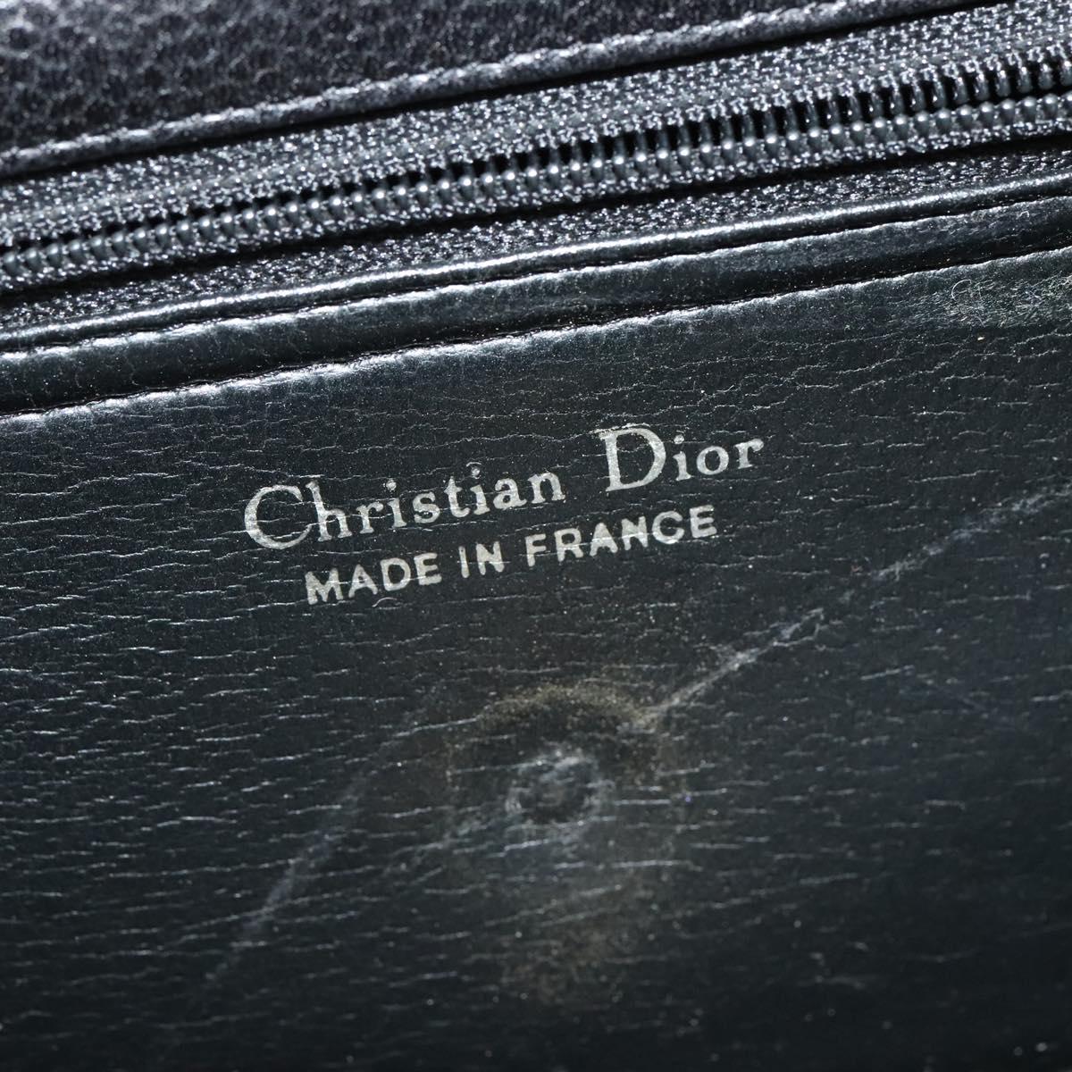 Christian Dior Chain Shoulder Bag Leather Black Gold Auth BA5226