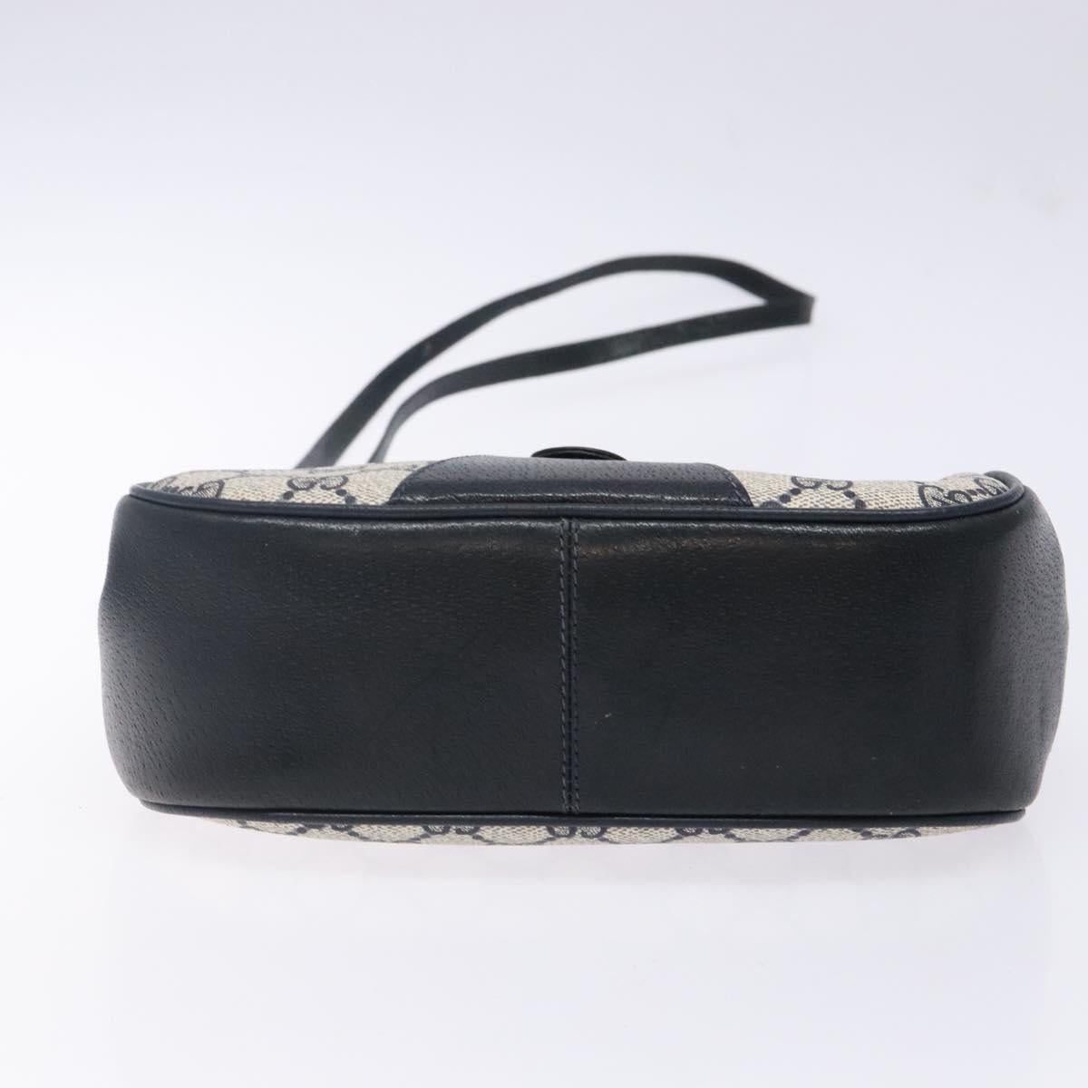 GUCCI GG Supreme Sherry Line Shoulder Bag PVC Navy Gold 72 02 024 Auth BA5227