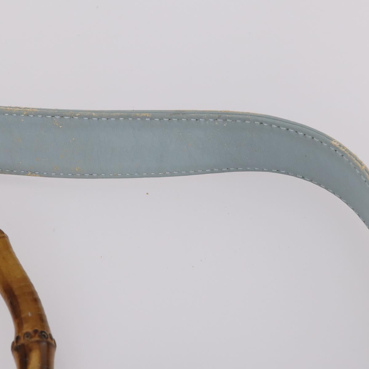GUCCI Bamboo Hand Bag Suede 2way Light Blue Gold 001 1638 Auth BA5228