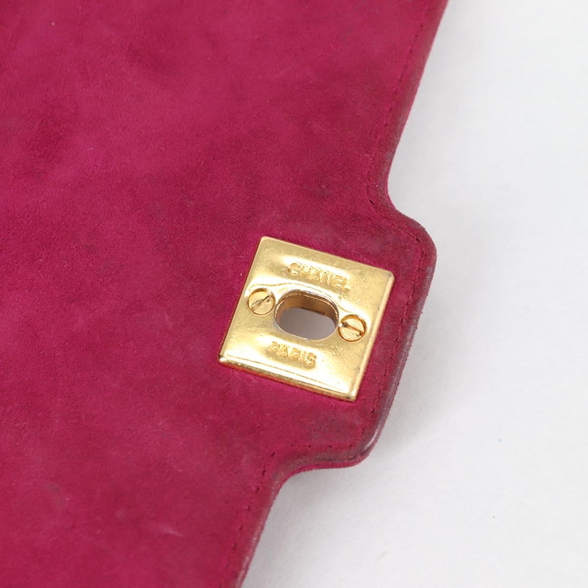 CHANEL Matelasse Chain Shoulder Bag Suede Purple Gold CC Auth BA5229