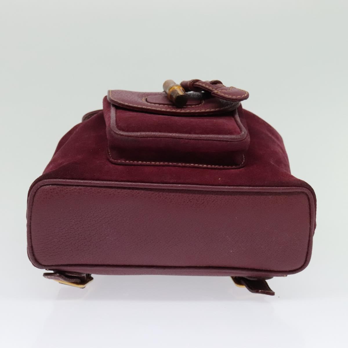GUCCI Bamboo Backpack Suede Purple Gold 003 2058 0030 Auth BA5244