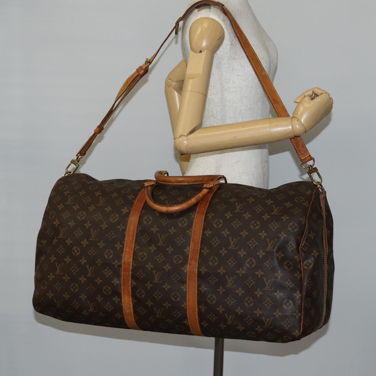 LOUIS VUITTON Monogram Keepall Bandouliere 60 Boston Bag M41412 LV Auth BA5254