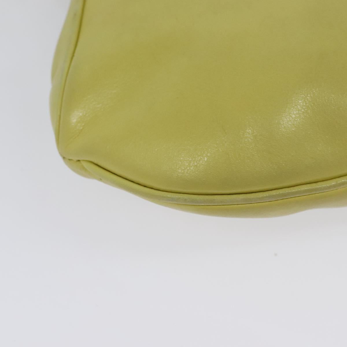 CELINE Shoulder Bag Leather Yellow Gold Auth BA5256