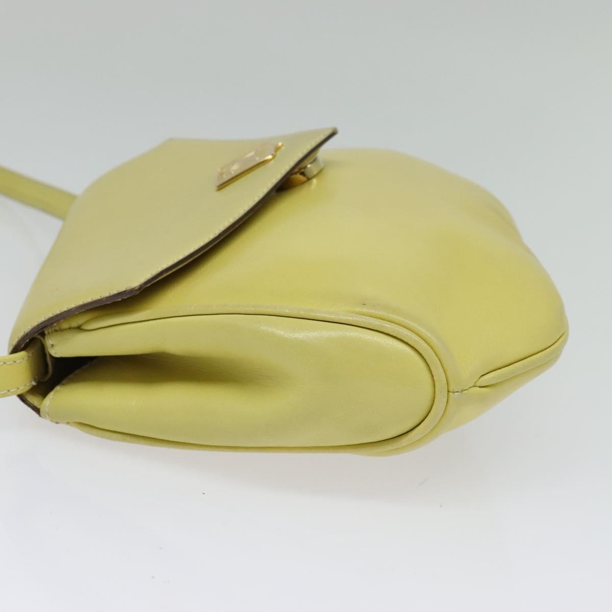 CELINE Shoulder Bag Leather Yellow Gold Auth BA5256