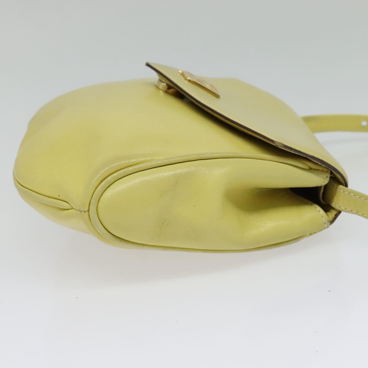 CELINE Shoulder Bag Leather Yellow Gold Auth BA5256