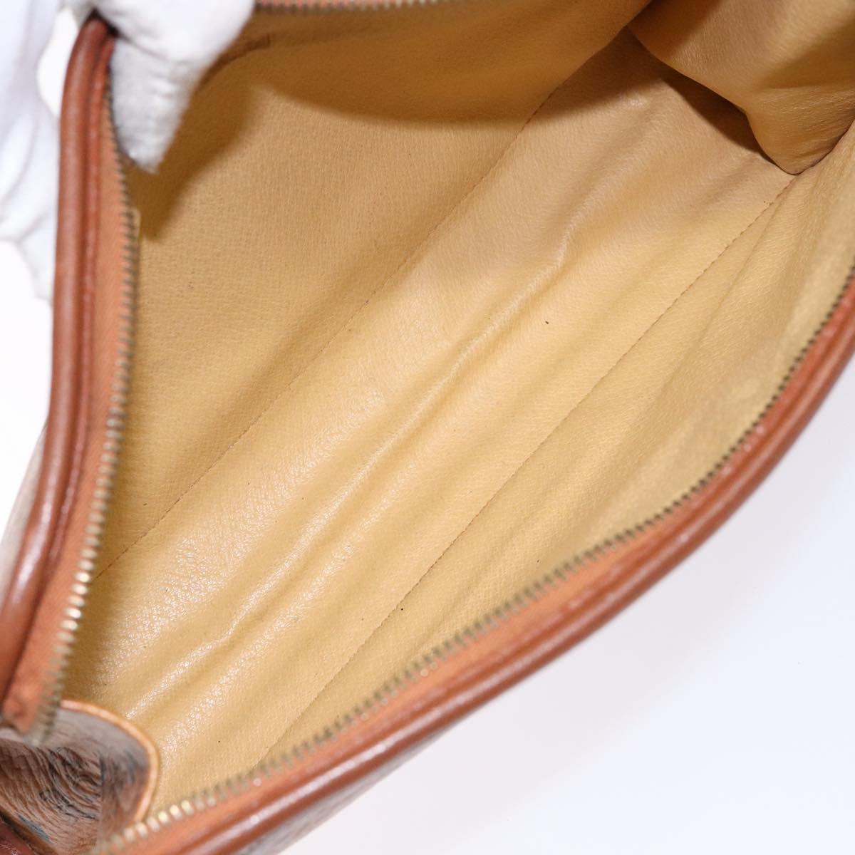 MCM Logogram Vicetos Clutch Bag PVC Leather Brown Gold Auth BA5257