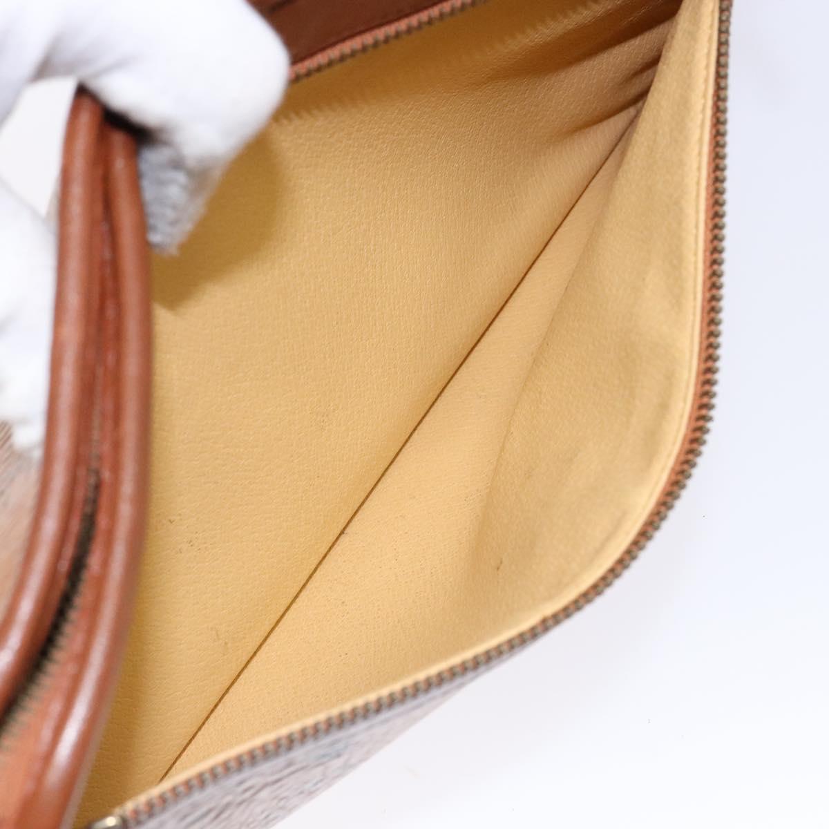MCM Logogram Vicetos Clutch Bag PVC Leather Brown Gold Auth BA5257