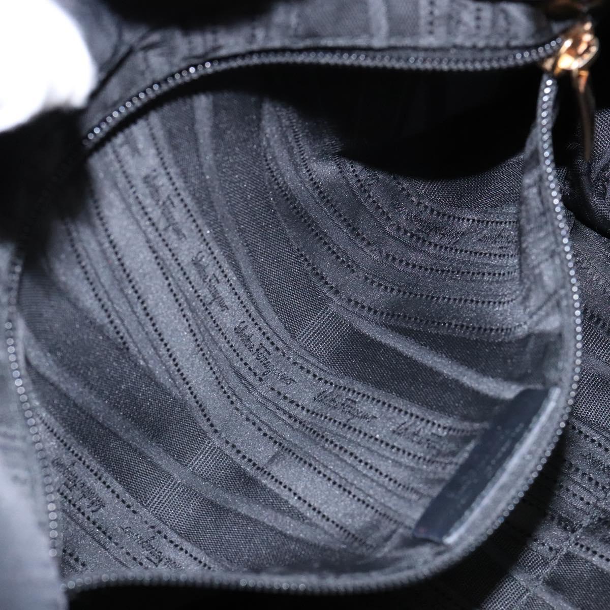 Salvatore Ferragamo Gancini Tote Bag Nylon Black Gold Auth BA5259