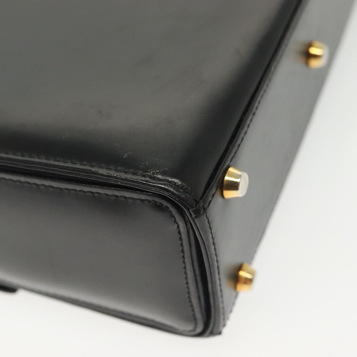Gianni Versace Chain Shoulder Bag Leather Black Gold Auth BA5260