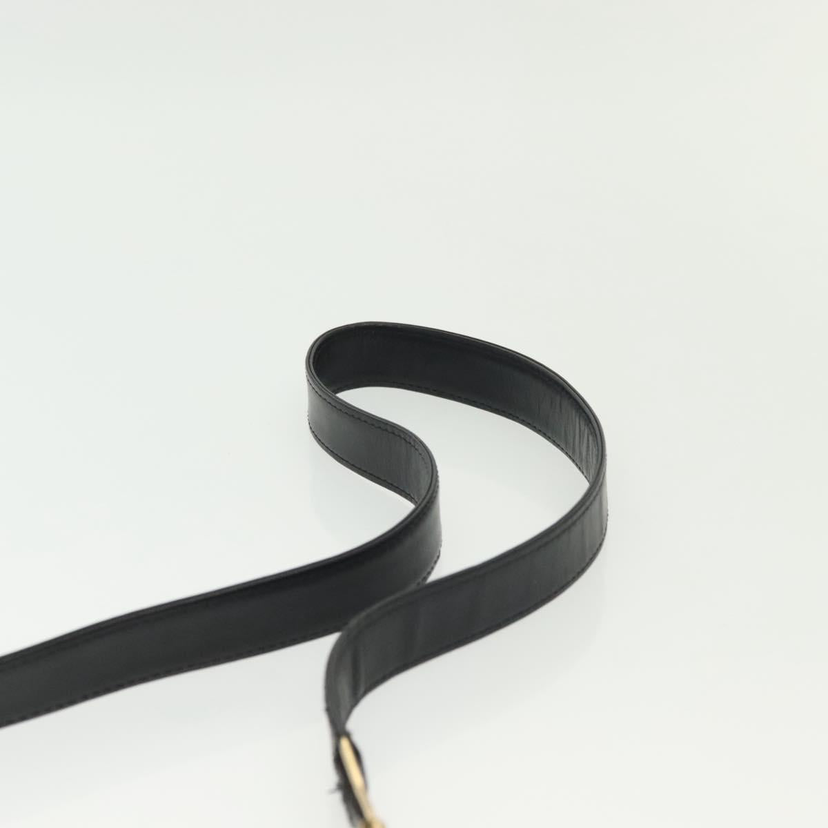 Gianni Versace Chain Shoulder Bag Leather Black Gold Auth BA5260
