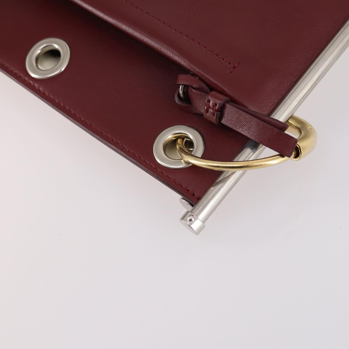 Chloe Roy Shoulder Bag Leather Bordeaux Gold Auth BA5266
