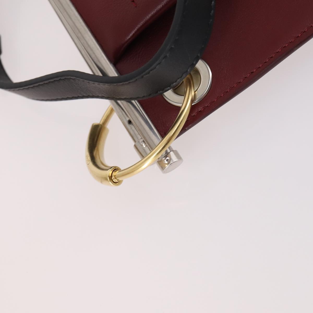Chloe Roy Shoulder Bag Leather Bordeaux Gold Auth BA5266