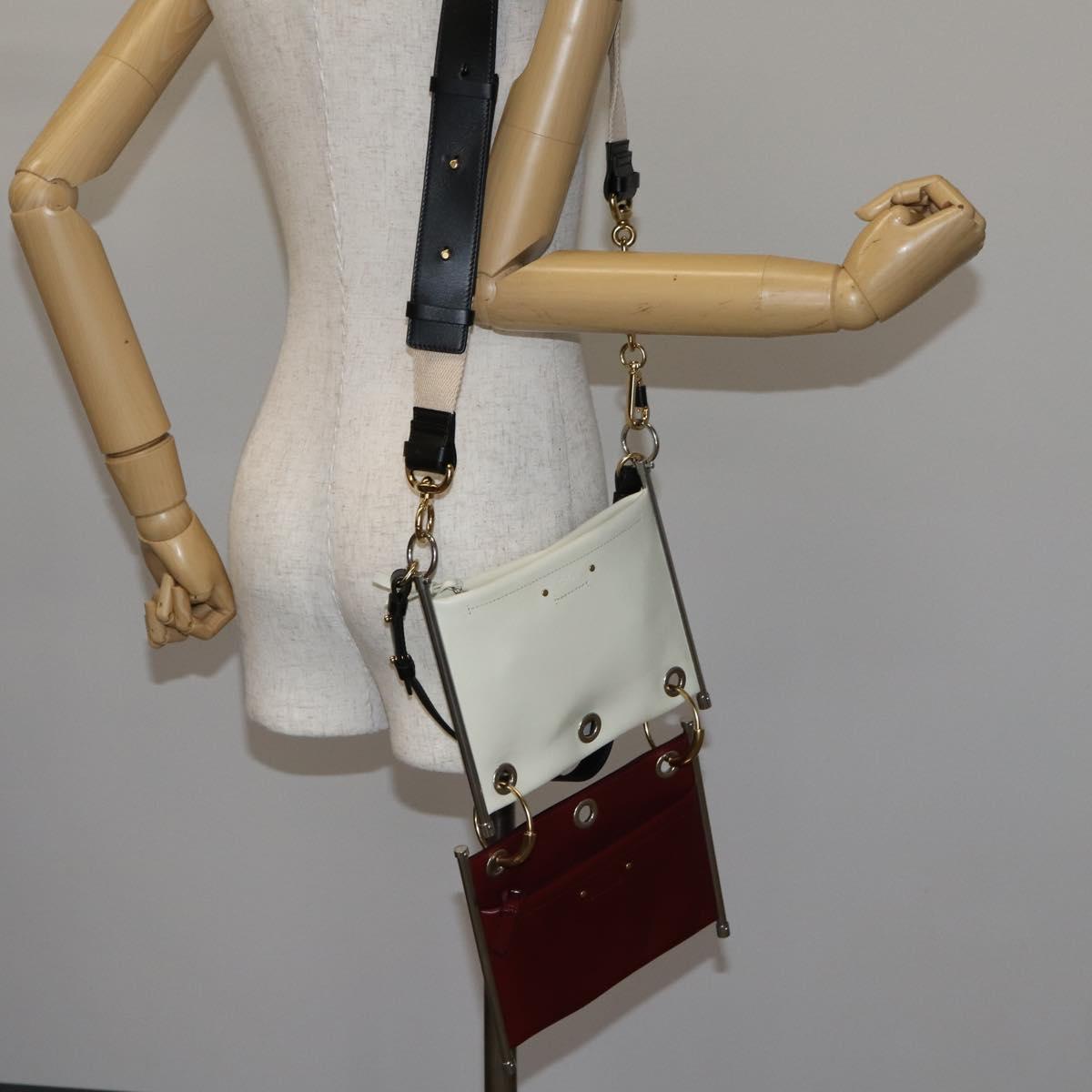 Chloe Roy Shoulder Bag Leather Bordeaux Gold Auth BA5266