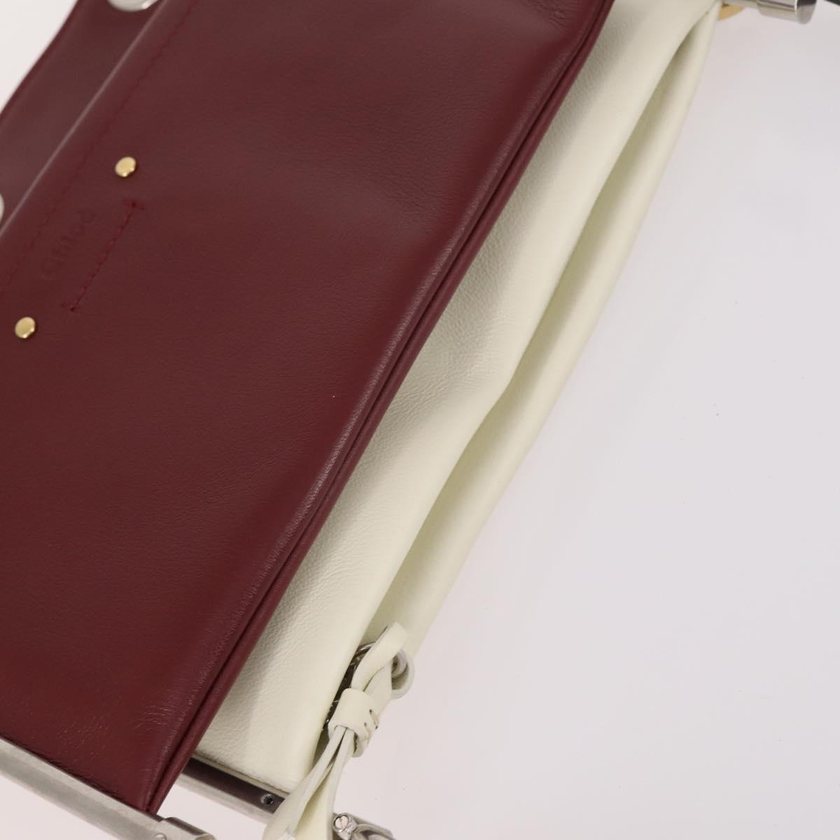 Chloe Roy Shoulder Bag Leather Bordeaux Gold Auth BA5266