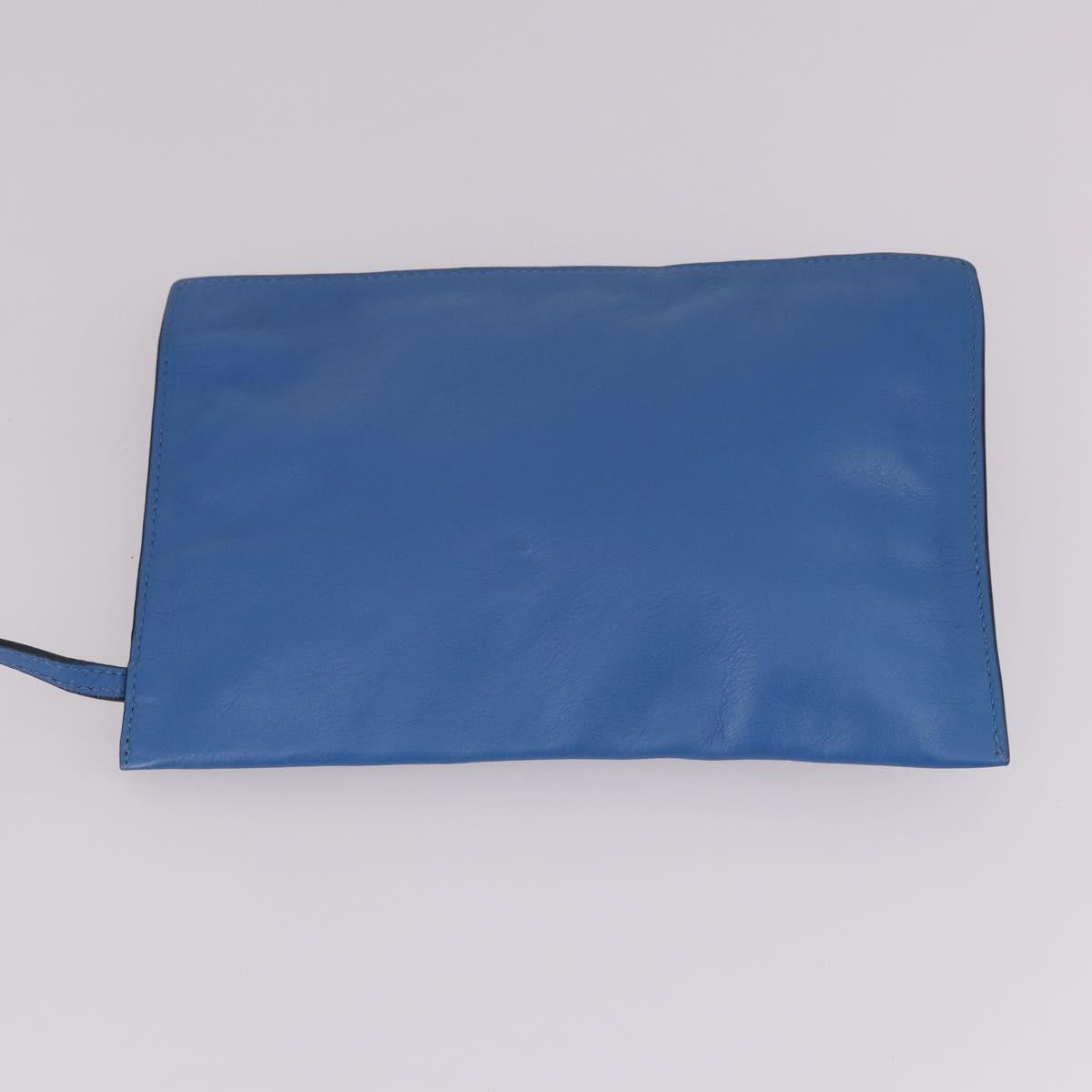 MCM Tote Bag Leather Blue Silver Auth BA5267