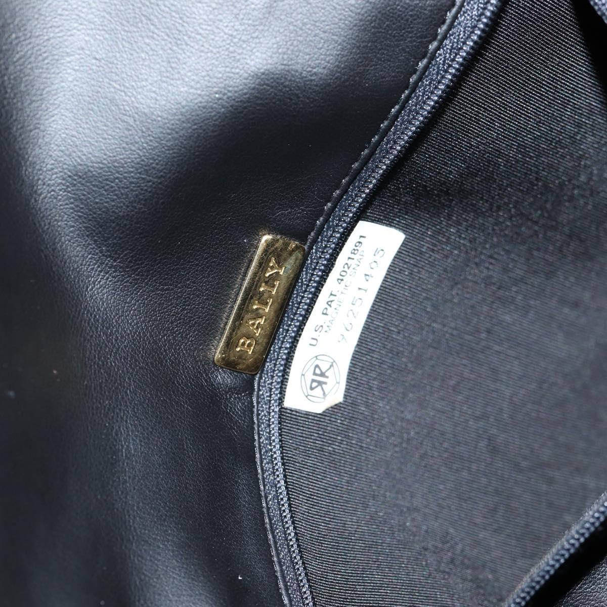 BALLY Quilted Chain Shoulder Bag Leather Black Gold Auth BA5269