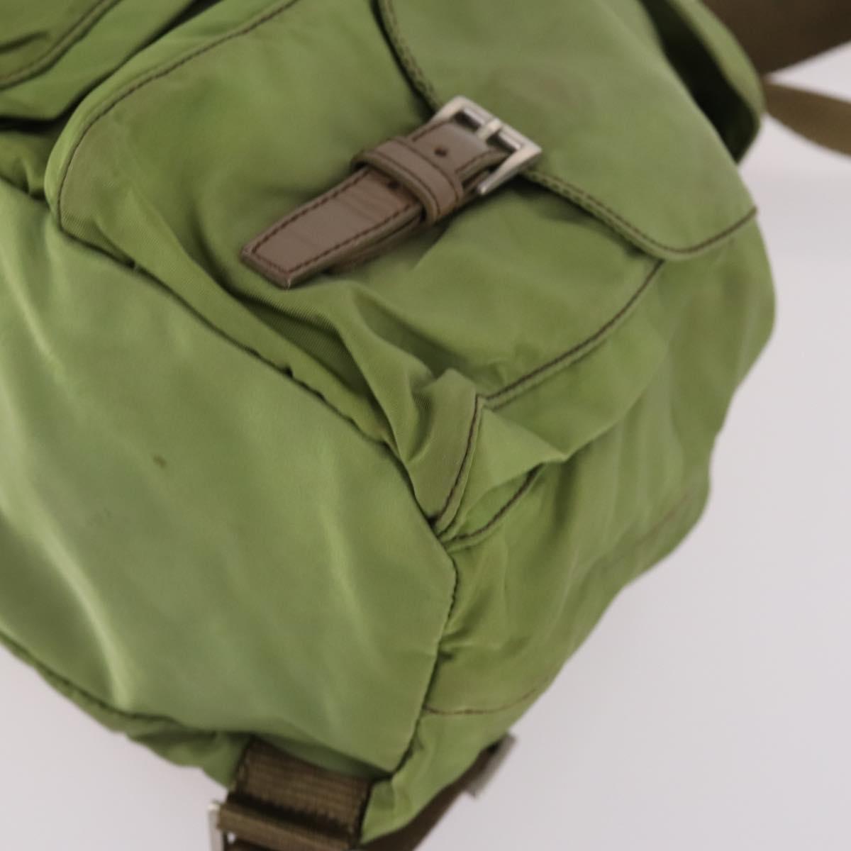 PRADA Backpack Nylon Green Silver Auth BA5271
