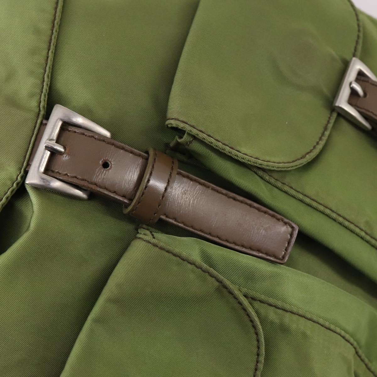 PRADA Backpack Nylon Green Silver Auth BA5271