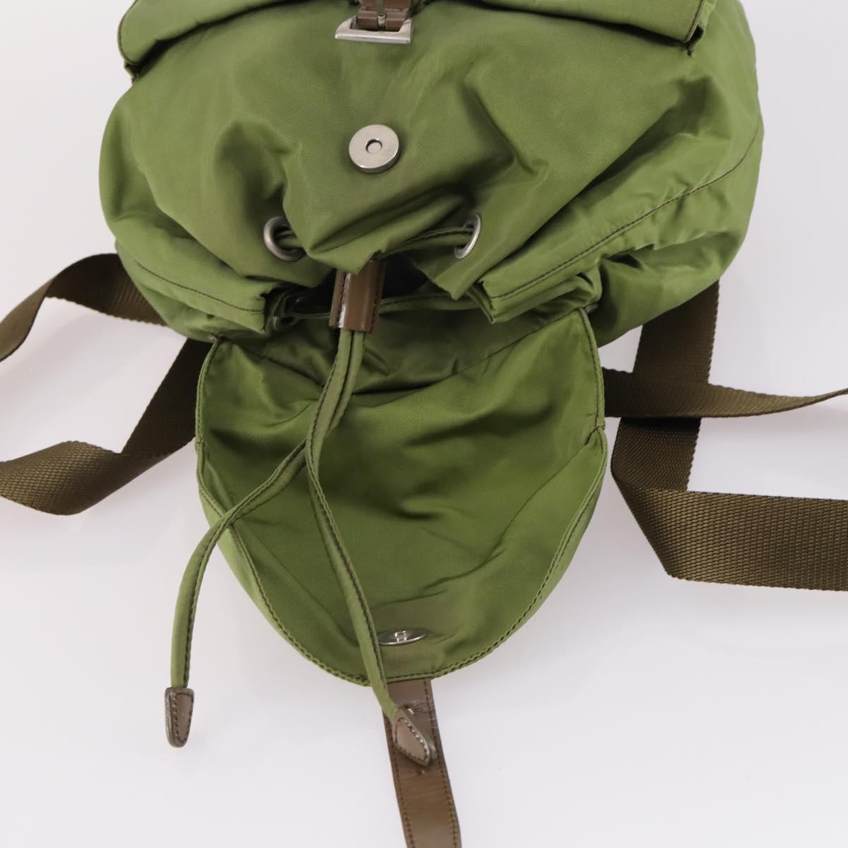 PRADA Backpack Nylon Green Silver Auth BA5271