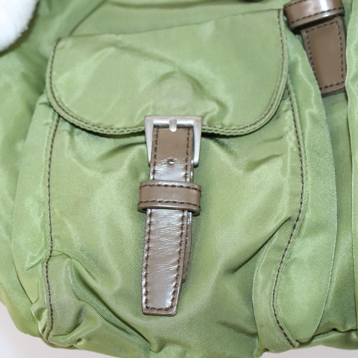 PRADA Backpack Nylon Green Silver Auth BA5271