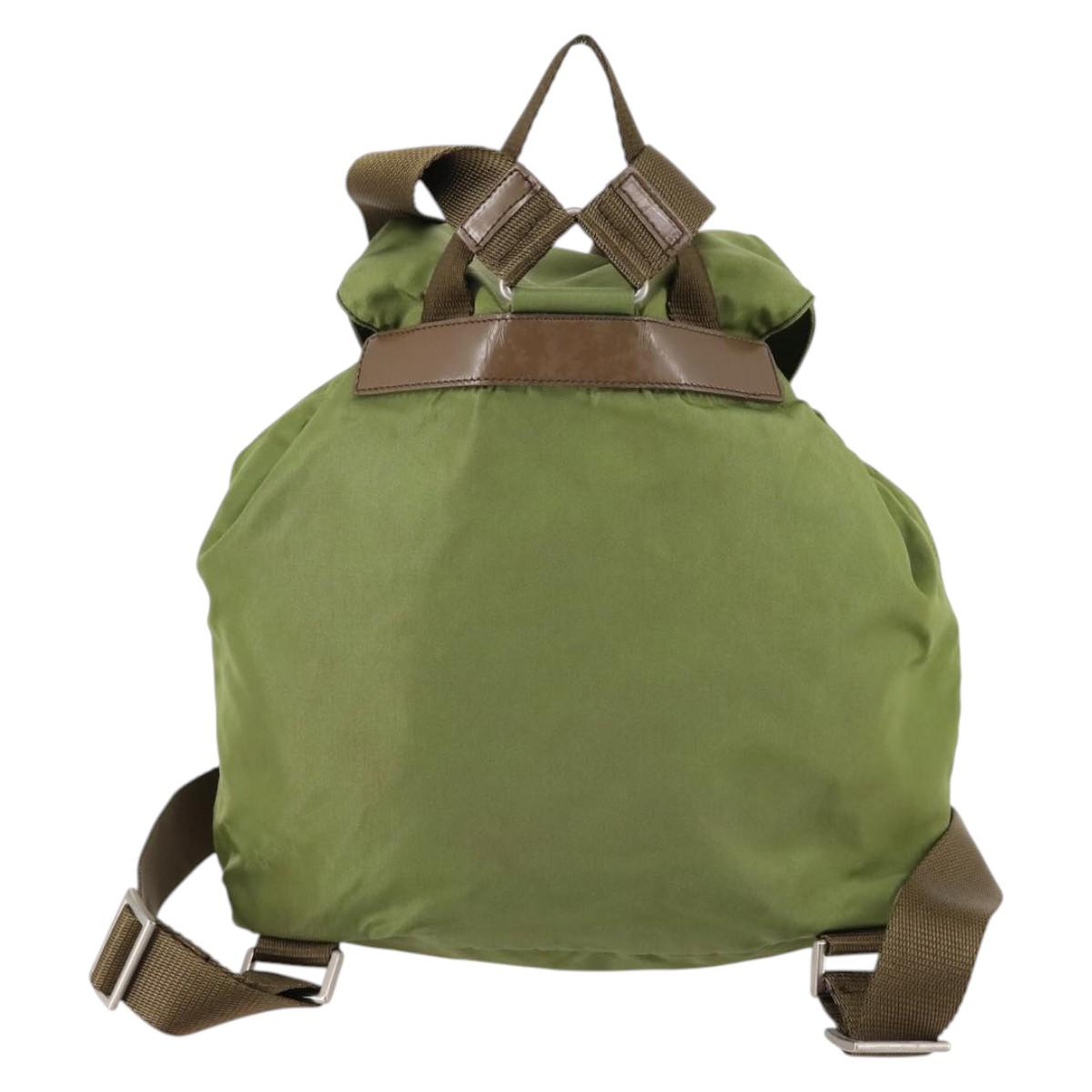 PRADA Backpack Nylon Green Silver Auth BA5271