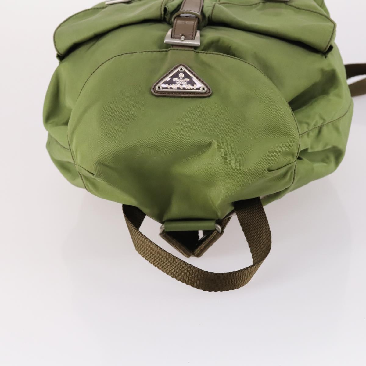 PRADA Backpack Nylon Green Silver Auth BA5271