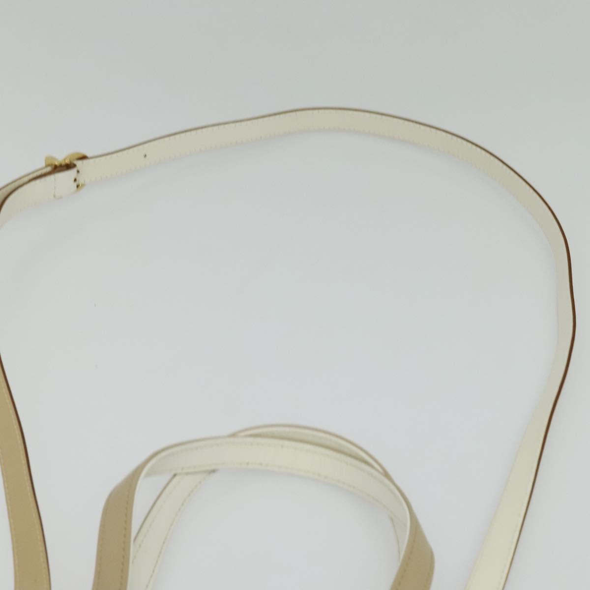 Salvatore Ferragamo Gancini Hand Bag Patent leather 2way Beige Gold Auth BA5280
