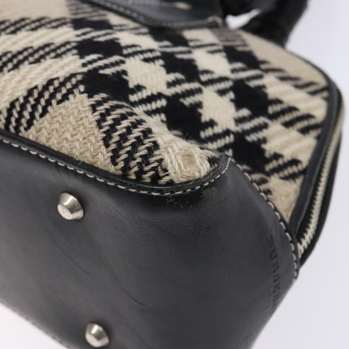 BURBERRY Nova Check Hand Bag Wool Beige Silver Auth BA5282