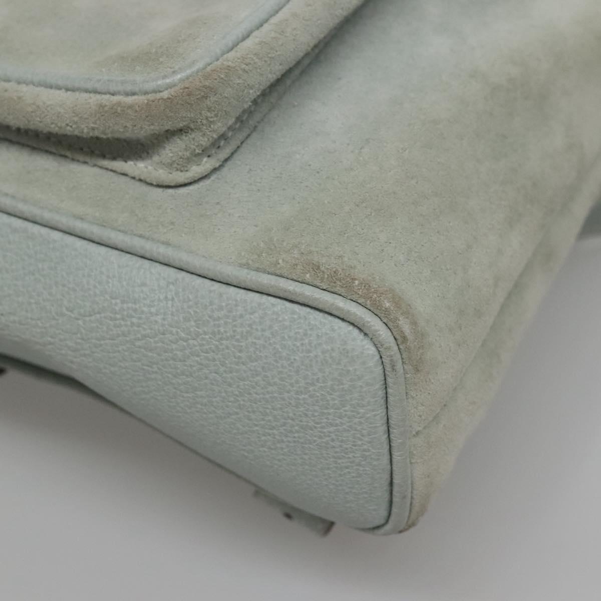 GUCCI Bamboo Backpack Suede Light Blue Gold 003 2058 0030 Auth BA5287