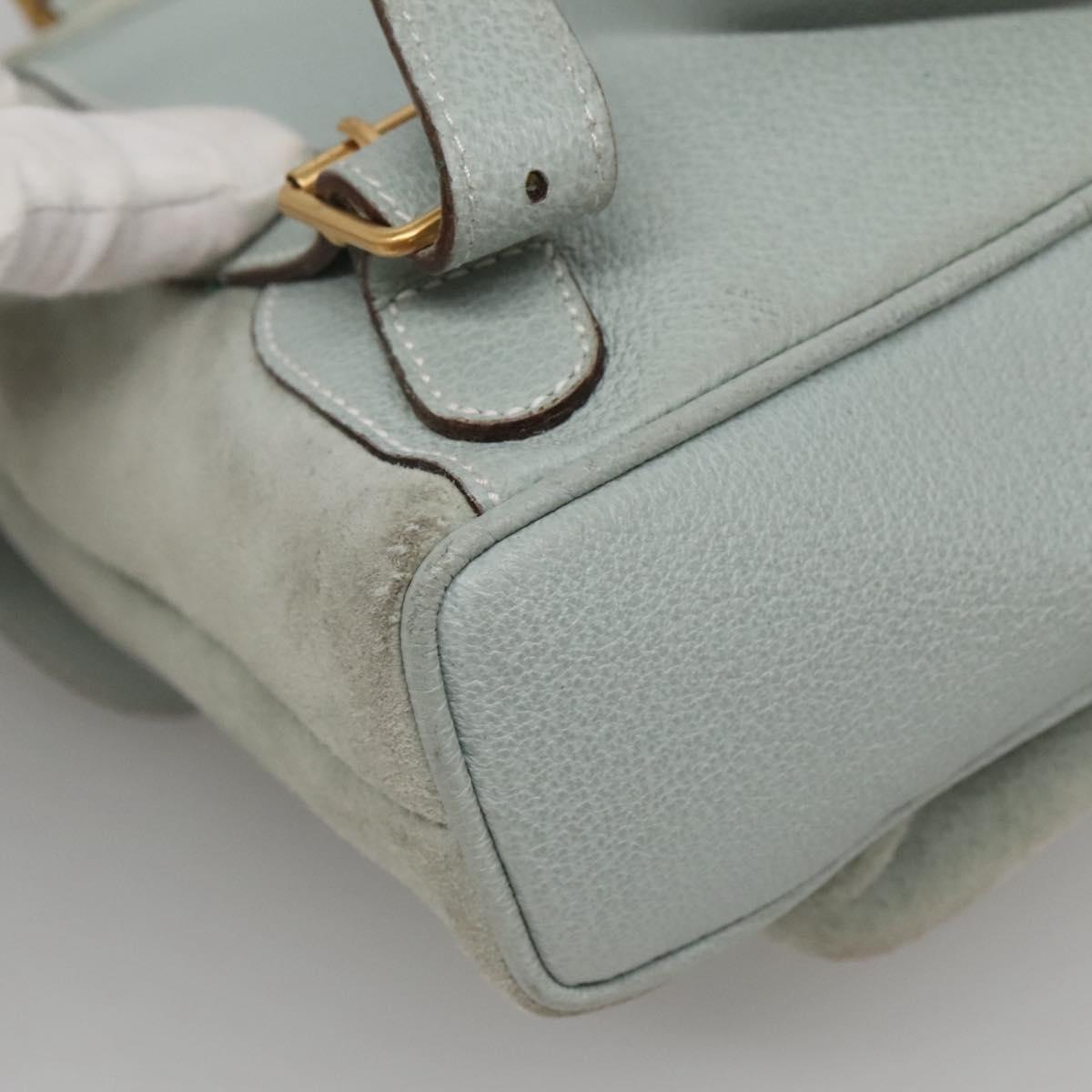 GUCCI Bamboo Backpack Suede Light Blue Gold 003 2058 0030 Auth BA5287